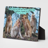 Schöne Macaque Monkey Scripture Exodus 20:16 Fotoplatte (Seite)