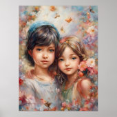Schöne Mädchen mit Blumen Poster (Vorne)