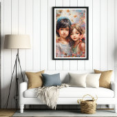 Schöne Mädchen mit Blumen Poster