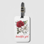 Schöne Mädchen-Rosen-Tasche Gepäckanhänger (Vorderseite Vertikal)
