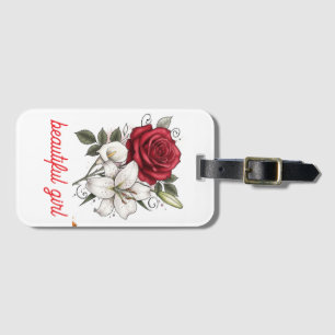 Schöne Mädchen-Rosen-Tasche Gepäckanhänger