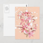 Schöne, mädchenhafte, Vintage, rosa Blume Postkarte (Vorne/Hinten)