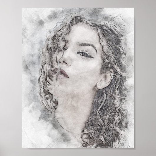 Schöne Mädchenkizze Poster (Vorne)