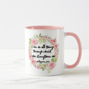 Schöne Mädchenphilippians-4:13 Rosa-Rosen-Tasse Tasse