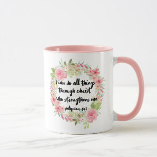 Schöne Mädchenphilippians-4:13 Rosa-Rosen-Tasse Tasse