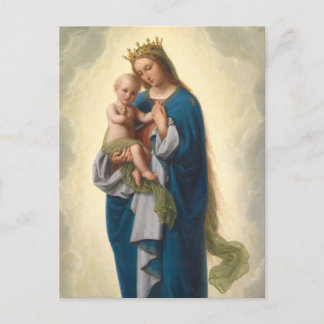 Schöne Madonna Jesus segnen Franz Ittenbach Postkarte
