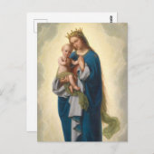 Schöne Madonna Jesus segnen Franz Ittenbach Postkarte (Vorne/Hinten)