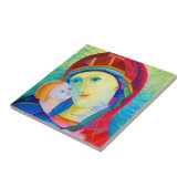 Schöne Madonna und Kind farbenfrohe helle Farben Fliese (Seite)