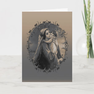 Schöne Madonna und Kind mit Silberrahmen Feiertagskarte
