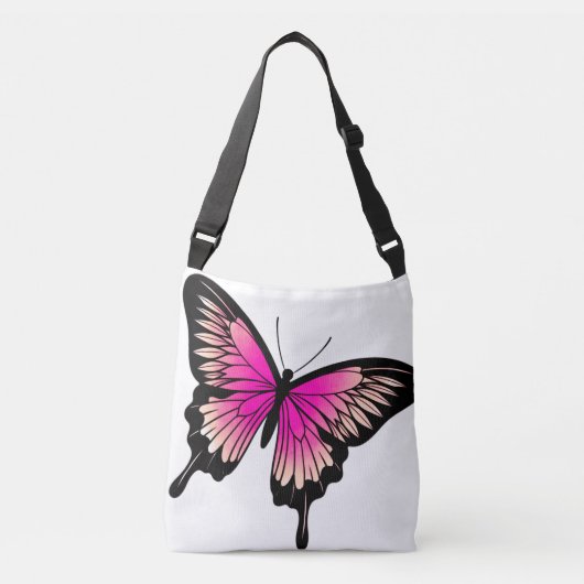 Schöne Magenta Butterfly Cross Body Toag Tragetaschen Mit Langen Trägern (Vorderseite)