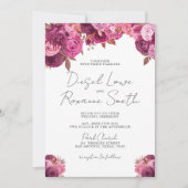 Schöne Magenta Rosa Blumenzettel Einladung (Vorderseite)