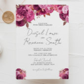 Schöne Magenta Rosa Blumenzettel Einladung