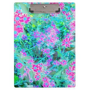 Schöne Magenta und königsblaue Gartenblumen Klemmbrett