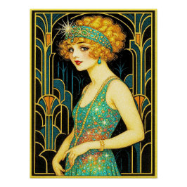 Schöne magische Art Deco Style Vintage Flapper Poster