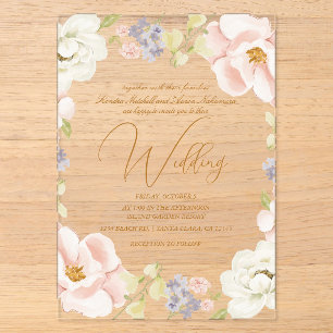 Schöne Magnolienblüten-Hochzeit im Frühling mit Mo Acryleinladungen