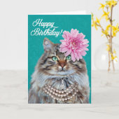 Schöne Maine-Coon-Katze - Du siehst Meowvala aus! Karte (Gelbe Blume)