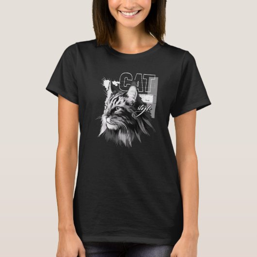 Schöne Maine Coon Katze T-Shirt (Vorderseite)