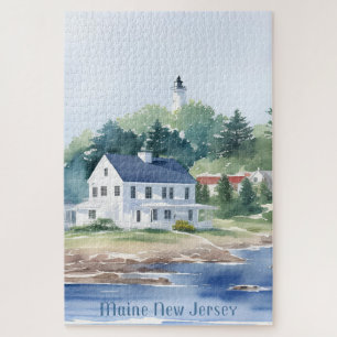Schöne Maine New Jersey Wasserfarben Kunst Puzzle
