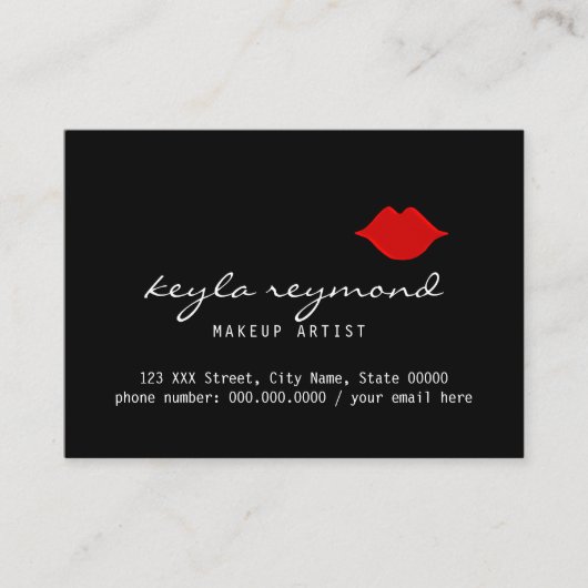 schöne Make-up-Make-up-Künstler Rote Lippen dunkel Visitenkarte (Vorderseite)