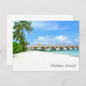 Schöne Malediven Inseln, Bungalows, Ozean, Palmen Postkarte (Vorne/Hinten)