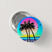 Schöne Malerei des Sonnenuntergangs am Strand Button (Vorne & Hinten)