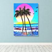 Schöne Malerei des Sonnenuntergangs am Strand Leinwanddruck (Insitu (Holzboden))