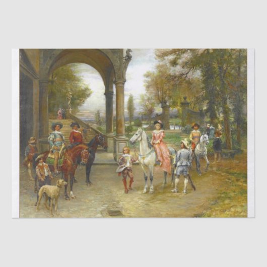 Schöne Malerei einer 17. c-Szene für decoupage Seidenpapier (Vorderseite)