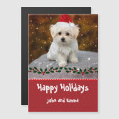 Schöne maltesische Welpenweihnachtsvorlage Magnetkarte (Vorne/Hinten)