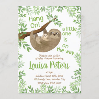 Schöne Mama und Baby Sloth Baby Dusche Einladung