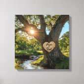 Schöne "Mama & Vater" Eichenbaum mit Wasserlauf Leinwanddruck (Vorderseite)