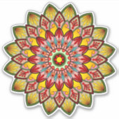 Schöne Mandala in Gelb und Rot Aufkleber (Vorderseite)