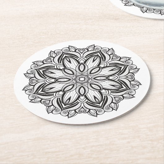 Schöne Mandala Runder Pappuntersetzer (Angewinkelt)