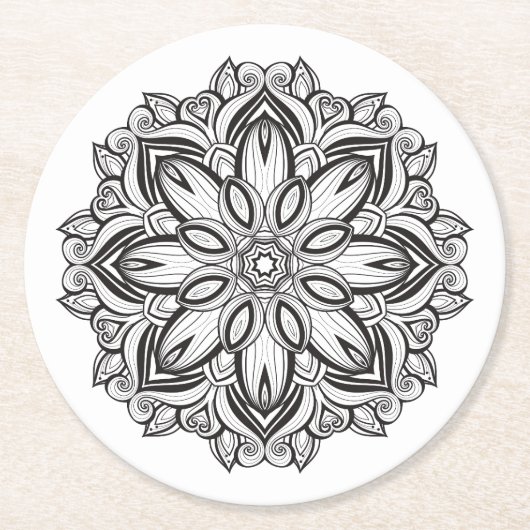 Schöne Mandala Runder Pappuntersetzer (Vorderseite)