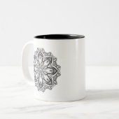Schöne Mandala Zweifarbige Tasse (Vorderseite Links)