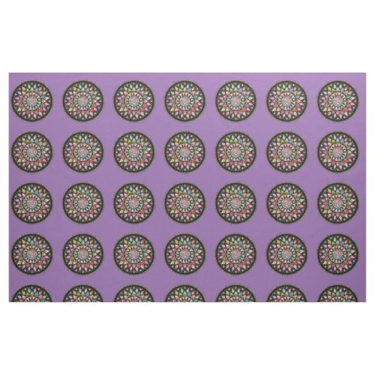 Schöne Mandalase auf lila Hintergrund Stoff (Fat Quarter (45,7 x 55,9 cm))
