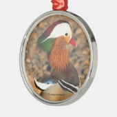 Schöne Mandarin-Duck auf den Felsen Ornament Aus Metall (Links)