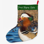 Schöne Mandarin-Duck im Teich Großer Weihnachtsstrumpf (Rückseite)