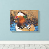 Schöne Mandarin-Duck im Teich Leinwanddruck (Insitu (Holzboden))