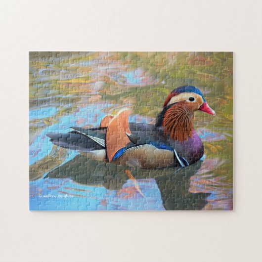 Schöne Mandarin-Duck im Teich Puzzle (Horizontal)