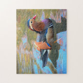 Schöne Mandarin-Duck im Teich Puzzle (Vertikal)