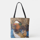 Schöne Mandarin-Duck im Teich Tasche (Rückseite)