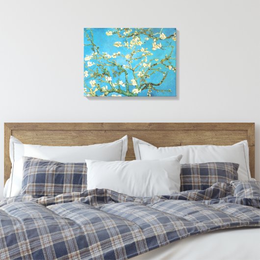 Schöne Mandelblüte antikes Bild Blau gre Leinwanddruck (Insitu (Schlafzimmer))