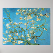 Schöne Mandelblüte antikes Bild Blau gre Poster (Vorne)