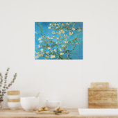 Schöne Mandelblüte antikes Bild Blau gre Poster (Küche)