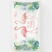 Schöne Märchen für zwei Flamingo Tropical Blume Banner (Vertikal)
