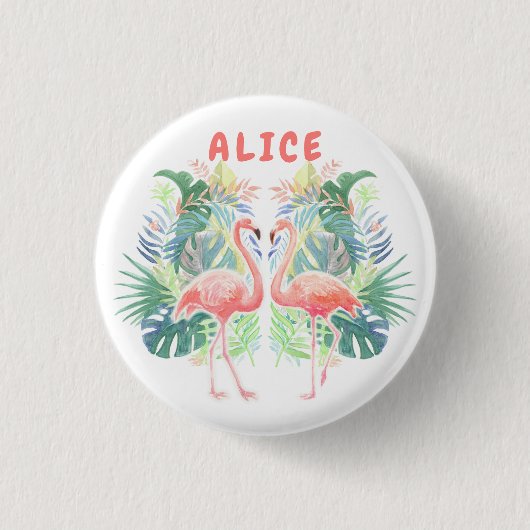 Schöne Märchen für zwei Flamingo Tropical Blume Button (Vorderseite)