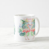 Schöne Märchen für zwei Flamingo Tropical Blume Kaffeetasse (VorderseiteRechts)