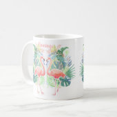Schöne Märchen für zwei Flamingo Tropical Blume Kaffeetasse (Vorderseite Links)