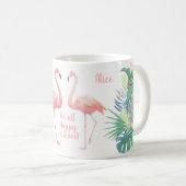 Schöne Märchen für zwei Flamingo Tropical Blume Kaffeetasse (VorderseiteRechts)