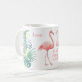Schöne Märchen für zwei Flamingo Tropical Blume Kaffeetasse (Vorderseite Links)